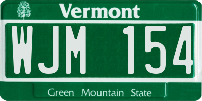 VT license plate WJM154