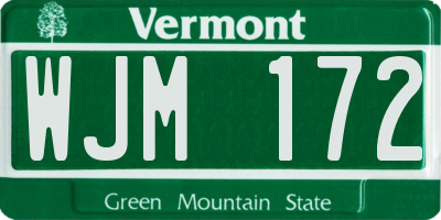 VT license plate WJM172