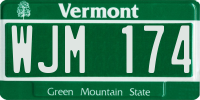 VT license plate WJM174