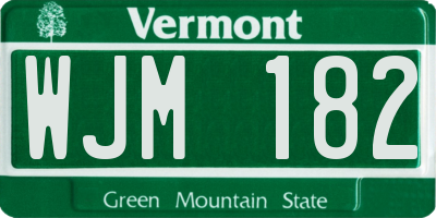 VT license plate WJM182