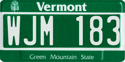 VT license plate WJM183