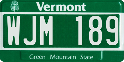 VT license plate WJM189