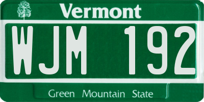 VT license plate WJM192