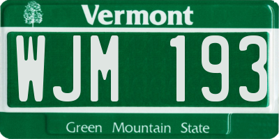 VT license plate WJM193