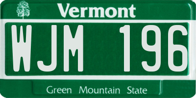 VT license plate WJM196
