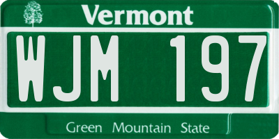 VT license plate WJM197