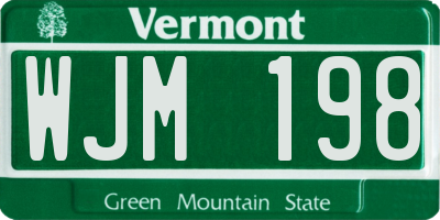 VT license plate WJM198