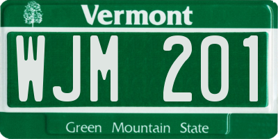 VT license plate WJM201