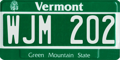 VT license plate WJM202