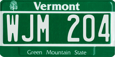 VT license plate WJM204