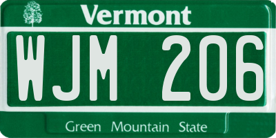 VT license plate WJM206