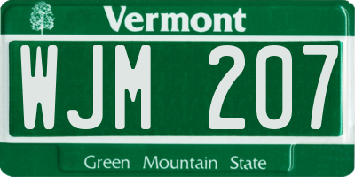 VT license plate WJM207