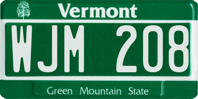 VT license plate WJM208