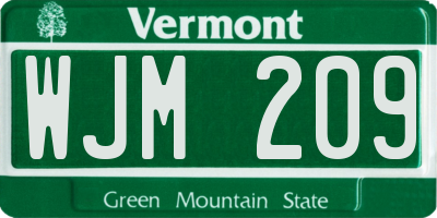 VT license plate WJM209