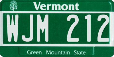 VT license plate WJM212