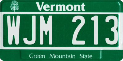 VT license plate WJM213