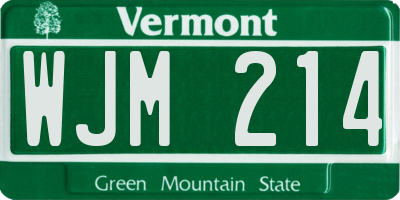 VT license plate WJM214