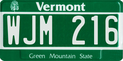 VT license plate WJM216