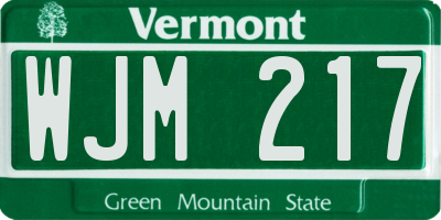 VT license plate WJM217