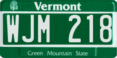 VT license plate WJM218
