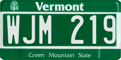 VT license plate WJM219