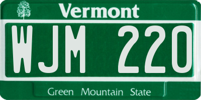 VT license plate WJM220