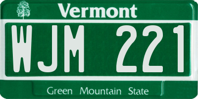 VT license plate WJM221