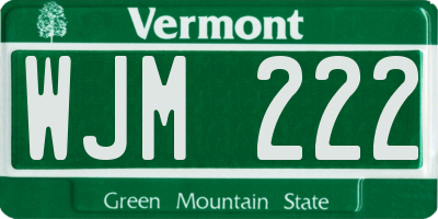 VT license plate WJM222
