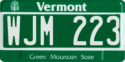 VT license plate WJM223