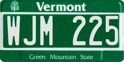 VT license plate WJM225