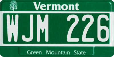 VT license plate WJM226