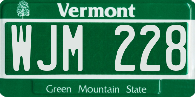VT license plate WJM228