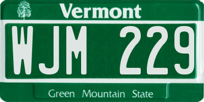 VT license plate WJM229