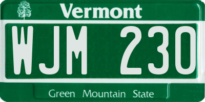 VT license plate WJM230