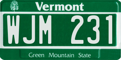 VT license plate WJM231