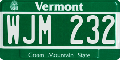 VT license plate WJM232