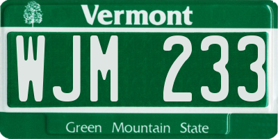 VT license plate WJM233