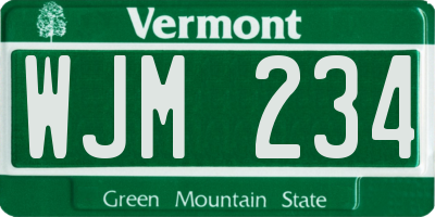 VT license plate WJM234