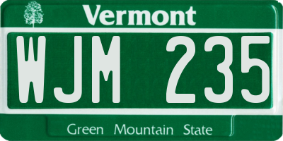 VT license plate WJM235