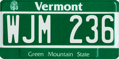 VT license plate WJM236