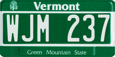 VT license plate WJM237