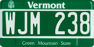 VT license plate WJM238