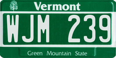 VT license plate WJM239