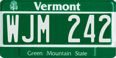 VT license plate WJM242