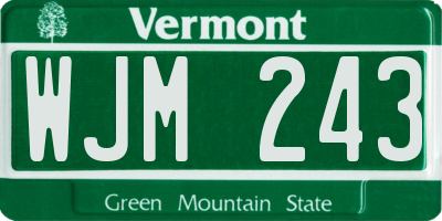 VT license plate WJM243