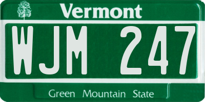VT license plate WJM247
