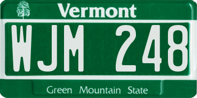 VT license plate WJM248