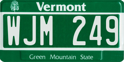 VT license plate WJM249
