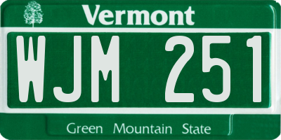 VT license plate WJM251