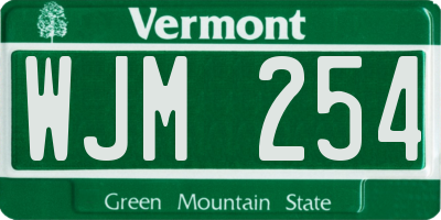 VT license plate WJM254